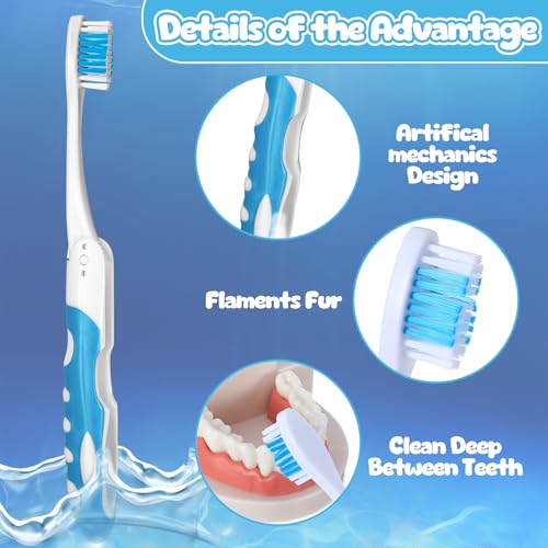 12 Stück Reise Zahnbürste, Klappbare Reisezahnbürste Travel Toothbrush für Unterwegs Camping Reisen Kinder Erwachsene, 12 Zahnbürste