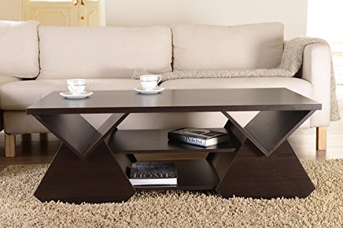 Iohomes Chinua Contemporary Storage Coffee Table With Multiple Open Shelves And 2 Drop Down Compartments, 47", Espresso #TOP1