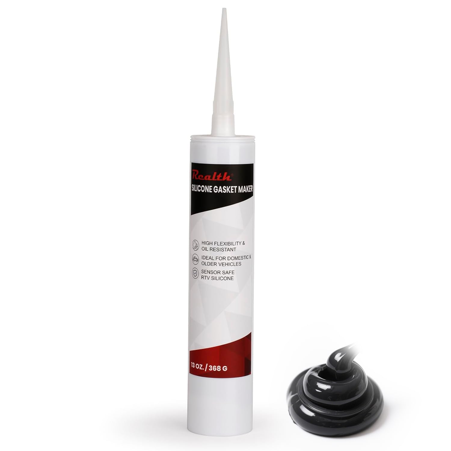 RTV Silicone Gasket Maker Black, High Temperature Gasket Sealer (1×13 Oz.), Resistance Sealant High Strength Flange Sealing for Automotive Motorbike Machine Equipment Repairing