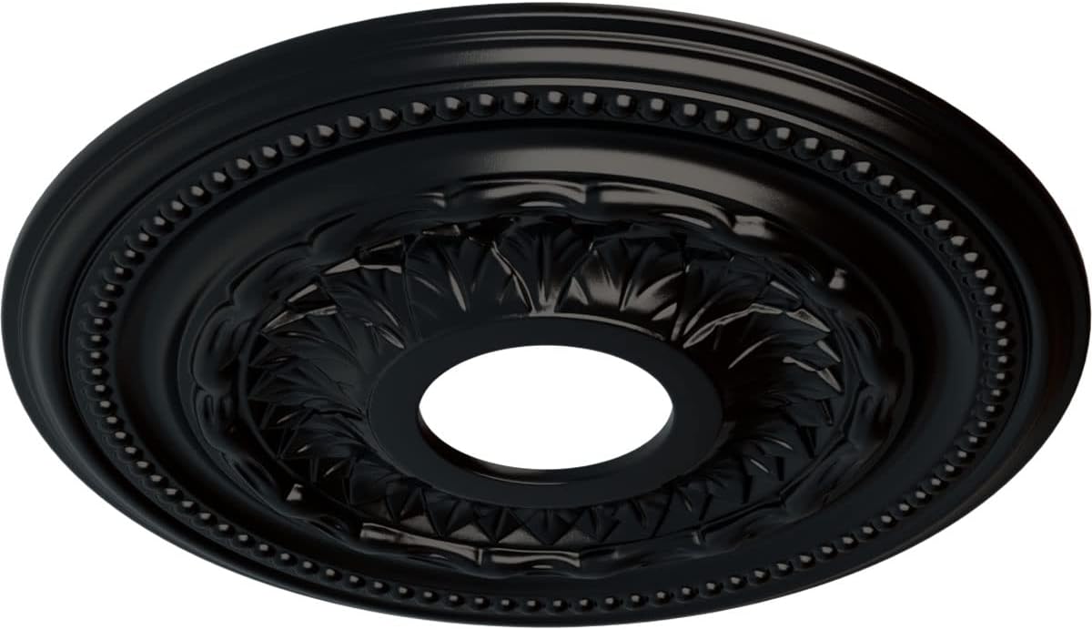 Ekena Millwork CM15GABLF 15 3/4"OD X 3 1/4"ID X 1"P Galway Ceiling Medallion Fits Canopies Up to 3 1/4", Jet Black
