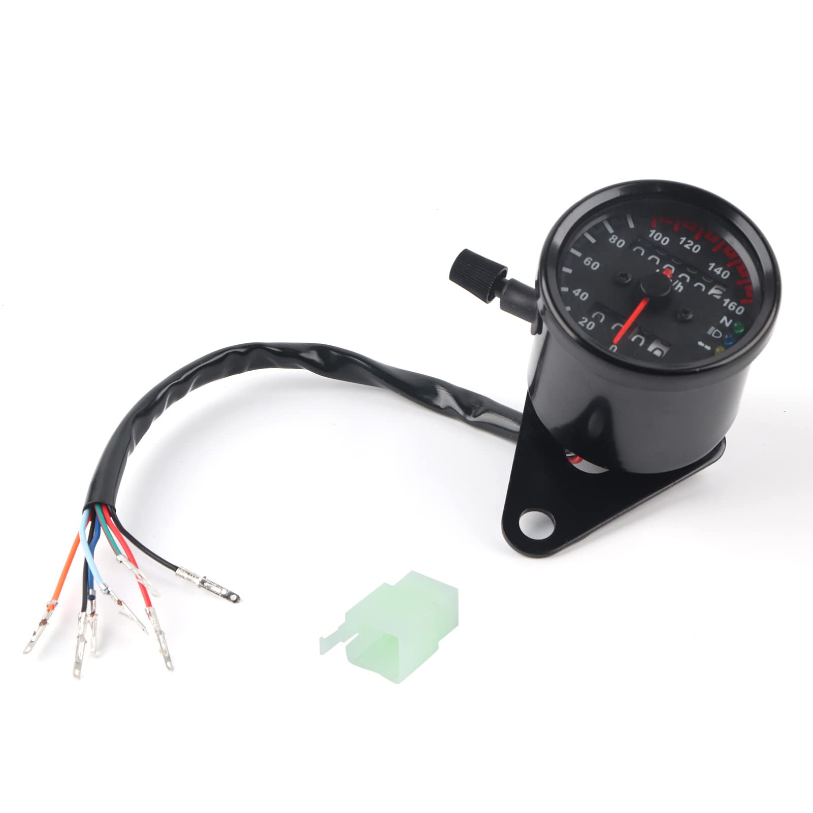 Motorcycle Odometer, KM/H Motorcycle Speedometer, LED Dual Indicator Odometer Tachometer Suitable for most motorcycles(Black)