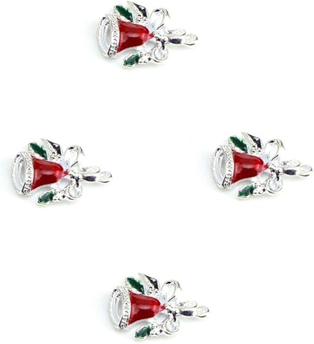 Miniatura 6 de Amosfun 20 adornos de cascabel de Navidad con lazo, colgantes colgantes para árbol de Navidad, accesorios de joyería de bricolaje