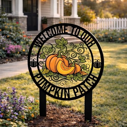 Personalized Pumpkin Patch Garden Metal Stake Custom Gardener Name Signs Pumpkin Stakes Art for Garden Lawn Yard Outdoors Grandma Birthday Gifts Gardening Lovers Gift for Farmer