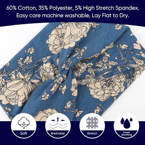Image of DRESHOW 4 Pack Turban Headbands for Women Wide Vintage Head Wraps Knotted Cute Hair Band Accessories