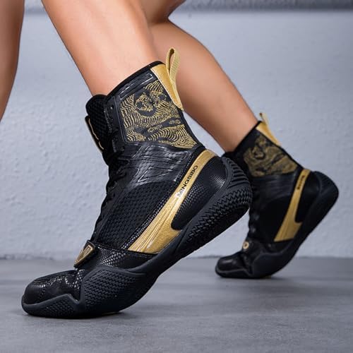 Zapatillas de Boxeo para Hombres y Mujeres, Transpirables, Lucha, Fitness, cómodas, Antideslizantes, para Culturismo y competiciones,Oro,39 EU