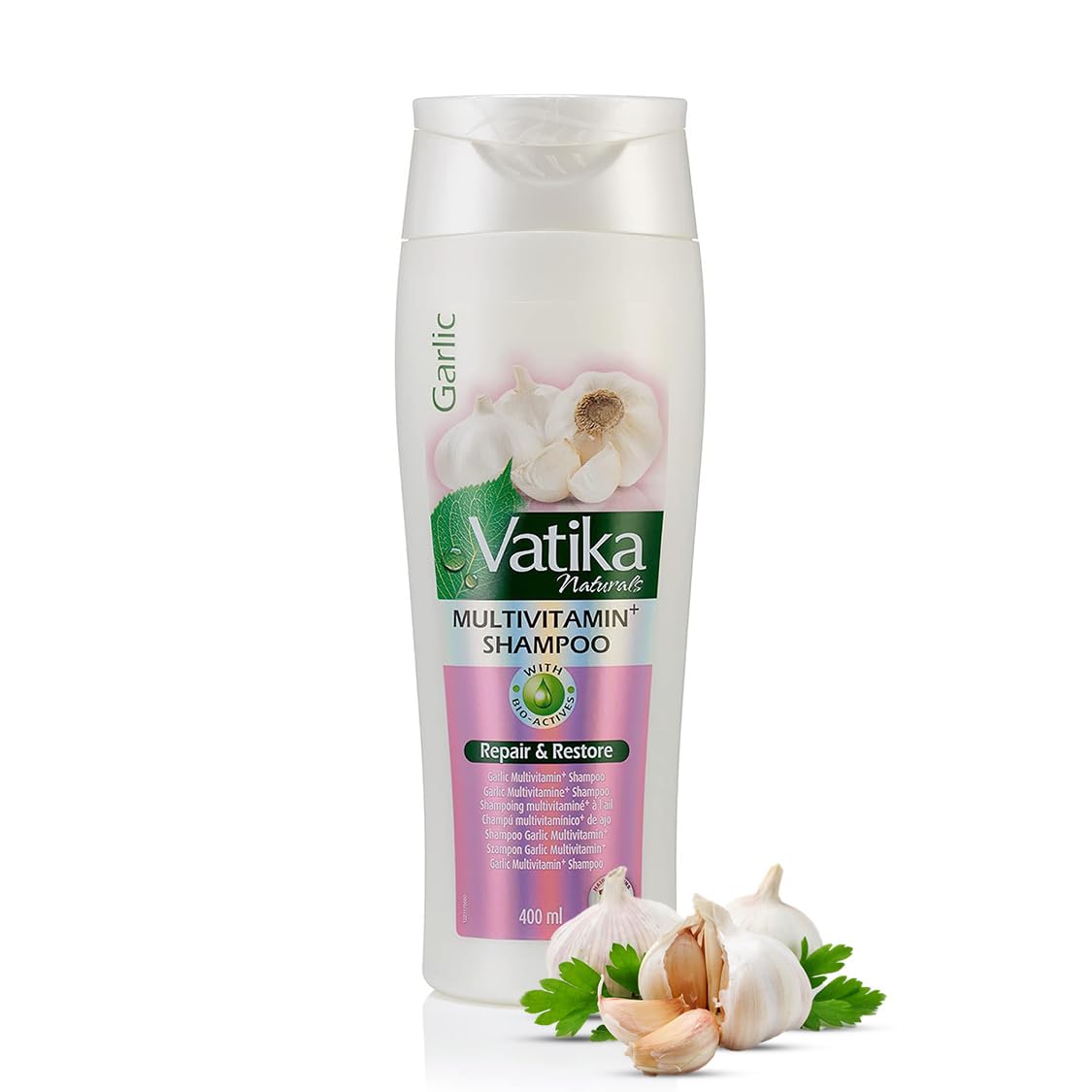 Vatika Naturals Multivitamin Enriched Garlic Shampoo - 400ml | Goodness Of Garlic, Henna & Soybean Oil | For Repairs and Restores Weak Hair