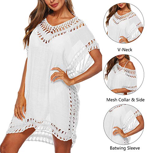 Image of Adisputent Womens Swimsuits Cover Ups Crochet Chiffon Beach Cover Bathing Suit Bikini Wear Coverups Dress