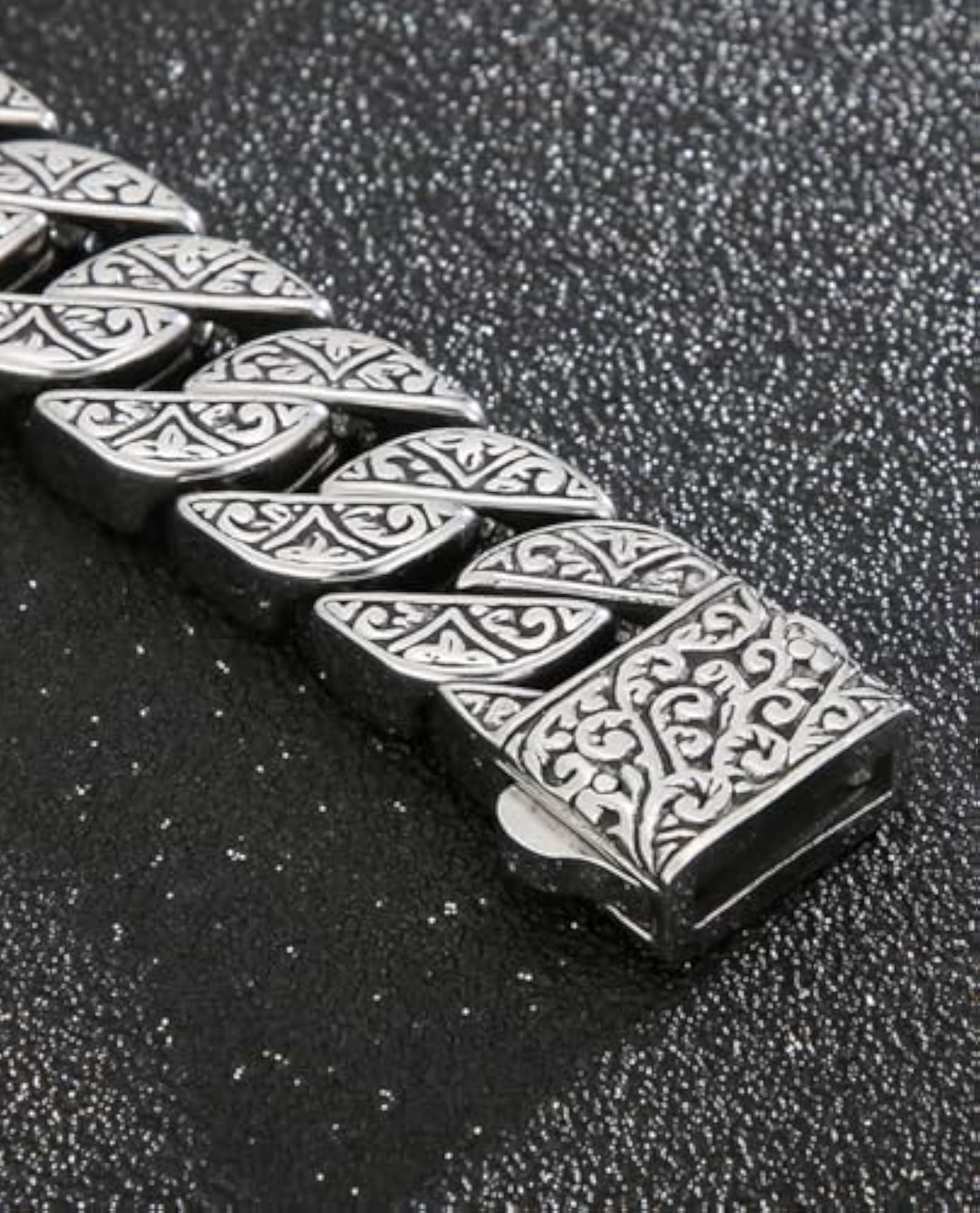 Men's Copper Grass Pattern Thick Cuff Bracelet