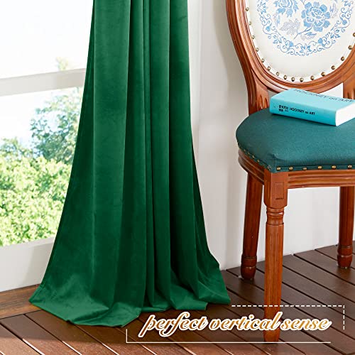 Nicetown Emerald Green Velvet Curtains 96 Inches Long (2 Panels, 52-Inch Wide), Home Decoration Thermal Insulated Drapes For Forest Theme Kids Bedroom #TOP6