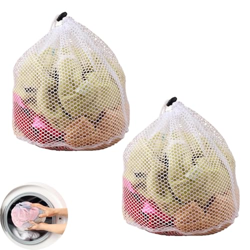 2 Pack Laundry Bags for Washing Machine, Mesh Laundry Bags, Washing Machine Bag, Washing Bags for Delicates, For Washing Machine Travel, Delicates Laundry Bag，bra, Baby Clothes(White)