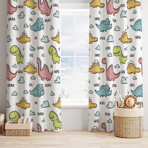 Llylumty Kids Curtains,Cartoon Dinosaur Animals Cute Could Watercolor Forest Animals Blackout Curtains For Nursery Boy Girls Bedroom Living Room 21X45In,2 Panel Set cover