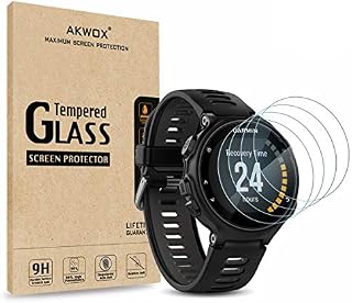 AKWOX (Pack of 4) Tempered Glass Screen Protector for Garmin Forerunner 735XT GPS Multisport and Running Watch, [0.3mm 2.5D 9H] Premium Clear Screen Protective Film for Garmin Forerunner 735XT