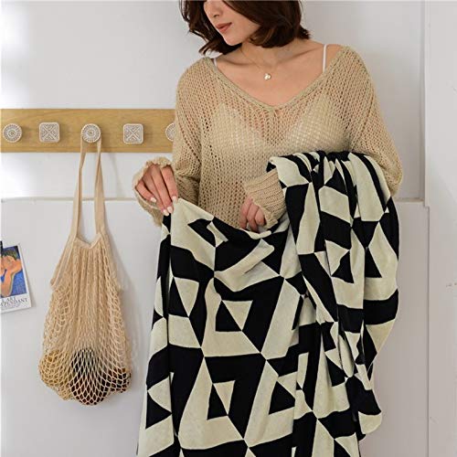 Woollii Premium Cotton Black And White Rhombus Knit Woven Blanket,Super Soft And Warm, Season,Home Decoration,Breathable&Lightweight(51"X63",Black) #TOP6