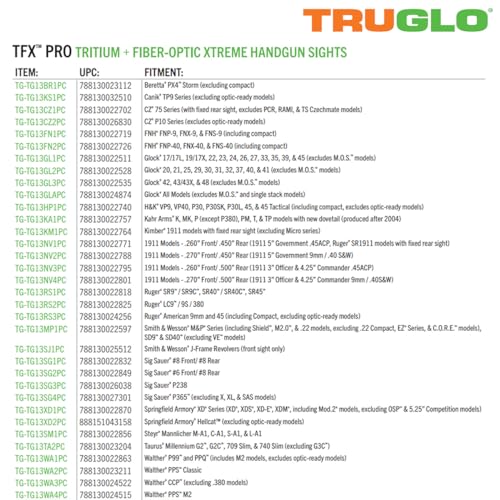 Image of Truglo TFX PRO Handgun Sight, Glowing Shock Proof Tritium and Fiber Optic Night Sight for Handguns, Compact, Durable, and Snag Free Sight