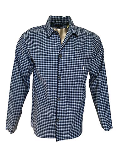 POLO RALPH LAUREN Men's Button Up Cotton/Elastane Blend Sleep Wear Blue Multi (X-Large)