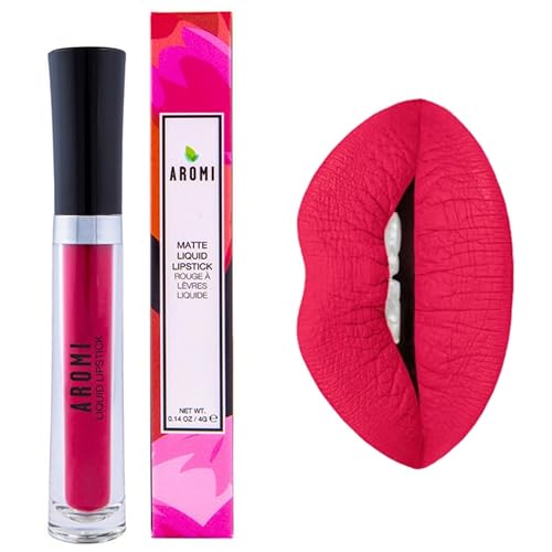 Miniatura 15 de Aromi Lápiz labial líquido mate Color de labio lila para mujeres, de larga duración, tono brillante rosado púrpura, vegano (Rosa Perivinca)