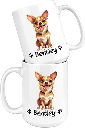 Miniatura 32 de Taza de café negra personalizada con nombre Chow Chow Chow de 11 onzas, taza de café blanca personalizada para perros Chow Chow, regalos para Chow
