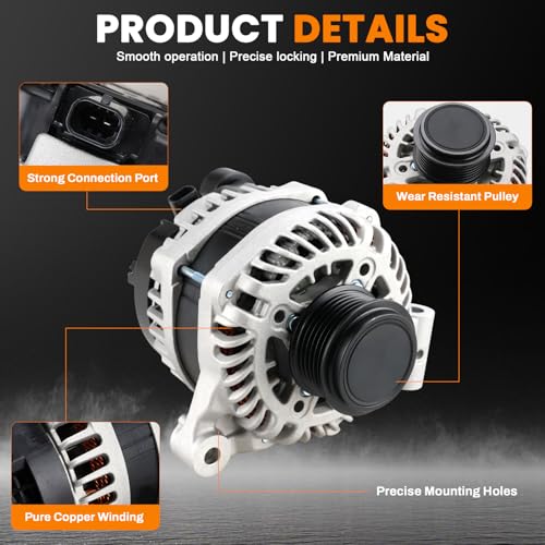 Image of High Output Alternator 170A Compatible with 2018-2022 Buick Enclave, 2019-2022 Chevrolet Traverse V6 3.6L, 6-Groove Decoupler Pulley, Replace A002TV0181ZC 13506432