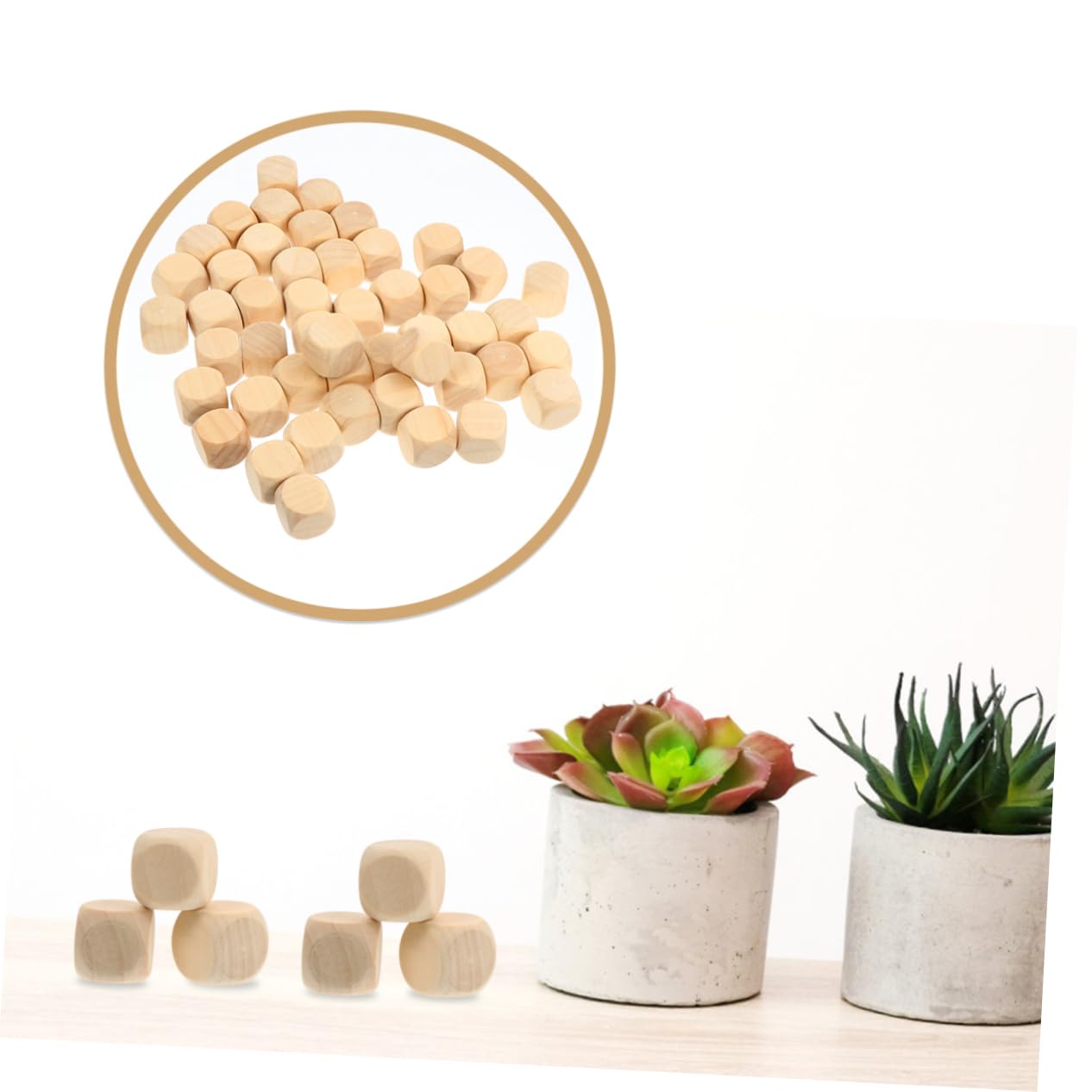 Dados de Madera en Blanco de 18mm, Cubos de Seis Caras | 500 Piezas Beige, Superficie Lisa para Pintar, Manualidades y Adornos de Boda