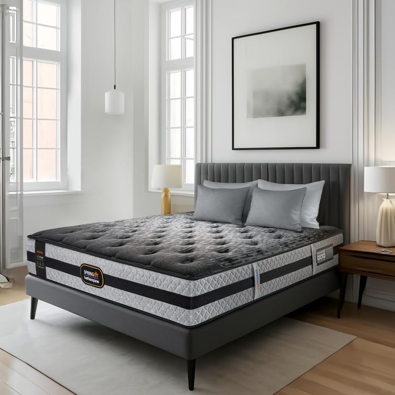Image of Springfit BetterSpine Restio 8 Inch Orthopedic Memory Foam Mattress | Airflow Transition Foam with 3 Zone Layer Technology Medium Firm Comfort | 5 Years Warranty | Queen Size (72x60x8)