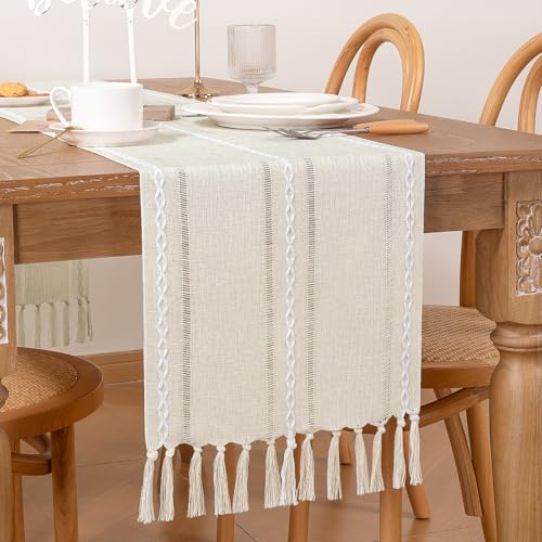 Socomi-Farmhouse-Table-Runner-60-inches-Macrame-Woven-Coffee-Table-Runner-Cotton-Rustic-Fall-Thanksgiving-Table-Runner-with-Tassels-for-Boho-Home-Decor-Living-Dining-Room-13x60-inches-Beige Socomi Farmhouse Table Runner 60 inches Macrame Woven Coffee Table Runner Cotton Rustic Fall Thanksgiving Table Runner with Tassels for Boho Home Decor Living Dining Room 13×60 inches Beige