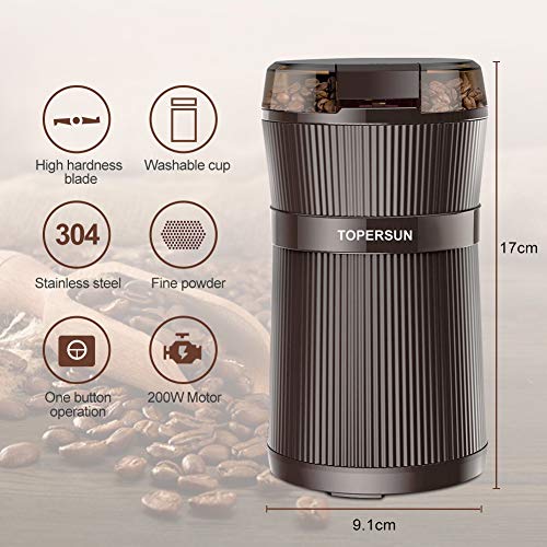 TOPERSUN Macinacaffè Elettrico con Lama Coppa