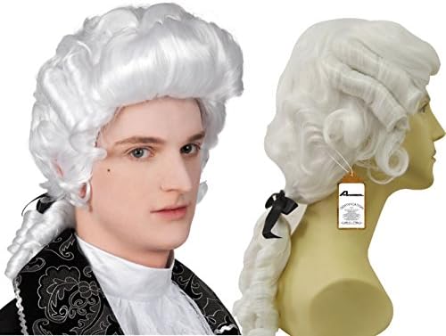 ANOGOL Judge White Curly Colonial Wig Cosplay Wig Synthetic Wig