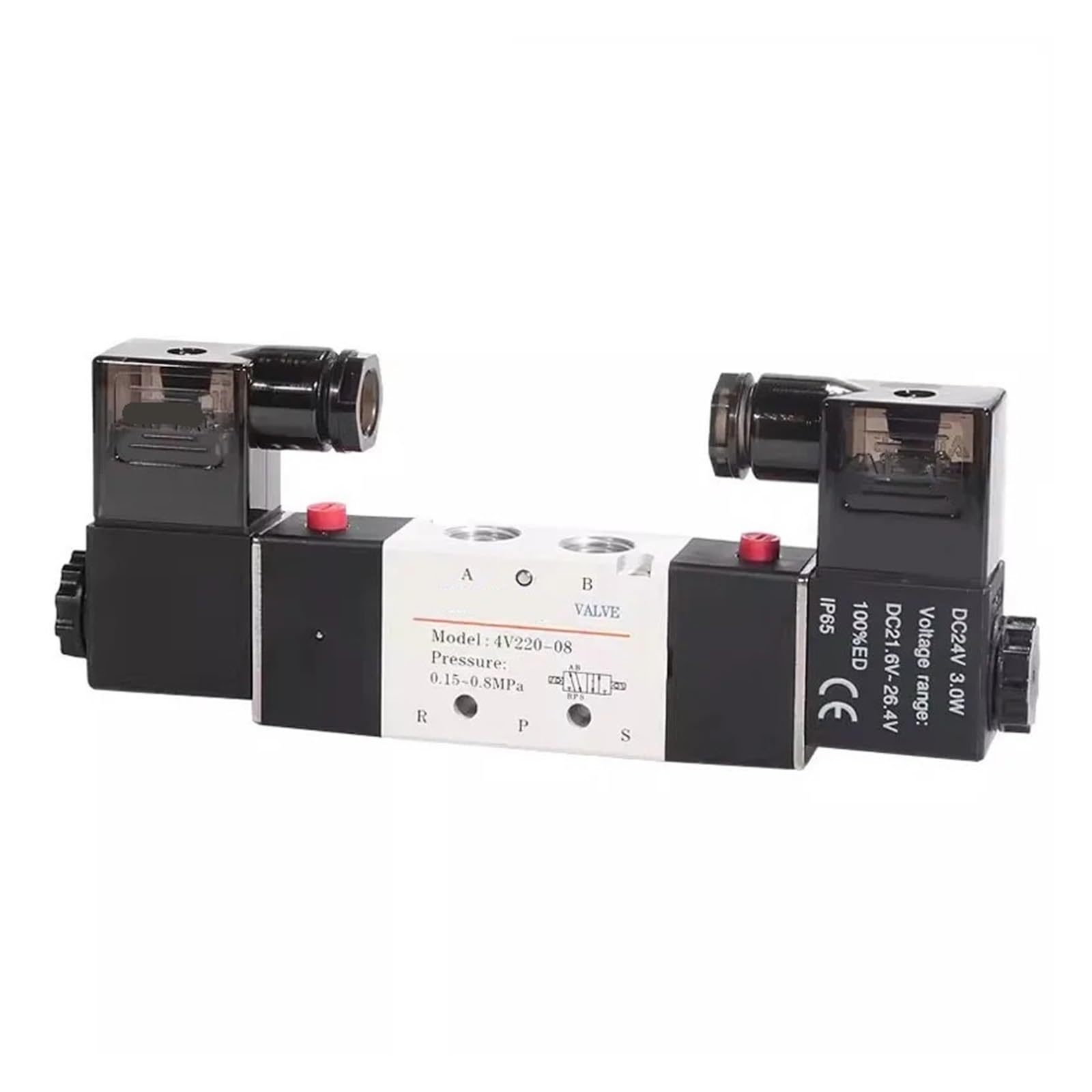 PXQCHAVLN 4V120-06 4V220-08 4V320-10 4v420-15 Solenoid Valve Air Valve Two Position Five Way Reversing Valve 12V 24V 110V 220V(Dc12v,4V320-08)