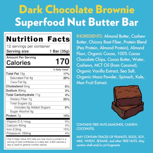 Miniatura 4 de B.T.R. Bar Superfood - Barras de proteína cetogénica, proteína vegana a base de plantas, alimentos bajos en carbohidratos, bajas en calorías, sin