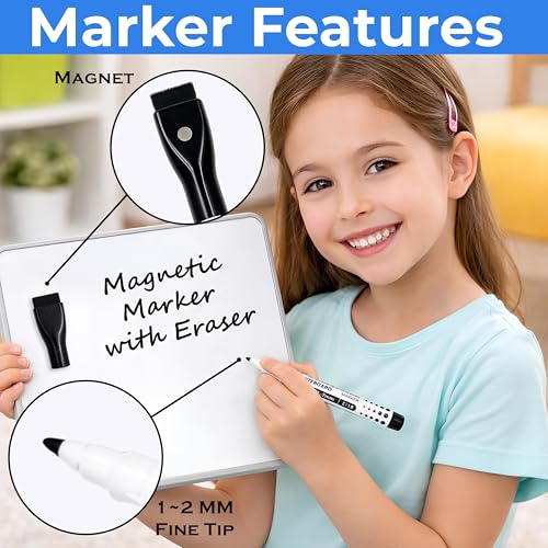 Image of Eduway MagPad Magnetic A3 Small Double Sided White Board & Chalk Board with 1 Magnetic Marker | Dry Lap Board for Kids, Students & Teachers | Portable Lightweight Writing Board (42x 29.5 cm)
