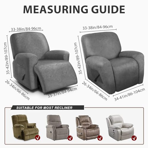 Image of ANARACHON Leather Look Oversize Recliner Chair Covers, Thick 4 Pieces Recliner Covers for Recliner Chair, Leather Cover for Recliner Slipcovers for Pets Kids(X-Large, Light Grey)