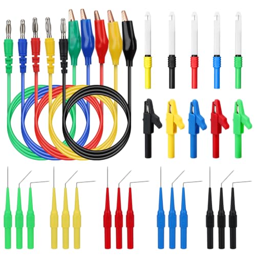 Image of 30-Piece Back Probe Kit, Multimeter Back Probe Pins with Test Leads and Alligator Clips, Insulation Wire Piercing Probes, Automotive Electrical Circuit Diagnostic Tool