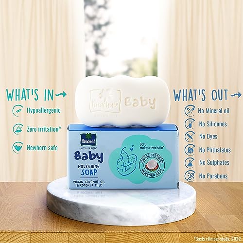 Image of Parachute Advansed Baby Soap for Newborn Babies | Doctor Certified | Virgin Coconut Oil & Coconut Milk | Prevents Dryness | 75gm x 3