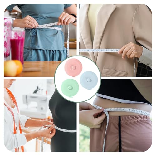 JIHXYER 5 Stück Maßband, 2 Stück Lineal, 3 Stück 150CM Teleskopmaßband (Rosa, Blau, Grün)