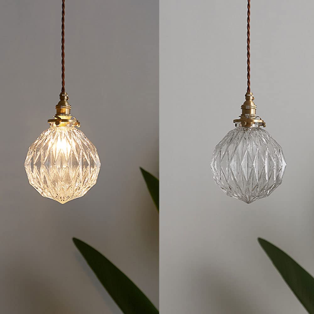 Lámpara colgante Retro con Luces LED, pantalla de Cristal, lámpara colgante de techo Ajustable, adecuada para cocina, Isla, dormitorio y Sala de estar.