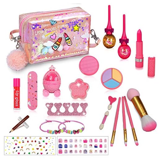 RichSmile 22PCS Washable Kids Makeup Toy Kit, Non-Toxic Real Safe Cosmetic Makeup Toy Set for Kids Girls Play Game Halloween Christmas Birthday Party