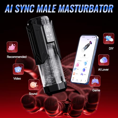 Image of EINSEO Male Masturbator Sex Toy for Men with Phone Holder - AI Sync Waterproof Penis Pump with 7 Sucking & 7 Thrusting Rotating Licking Mode, Pocket Pussy Male Sex Toys with Suction Base Bath Item