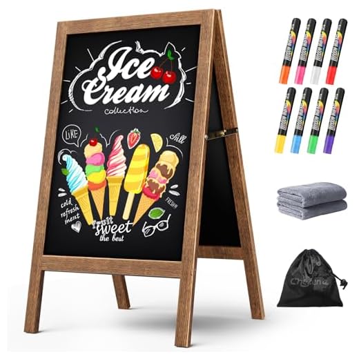 21 Creative Garage Sale Ideas to Boost Your Sales 4 Chezerra A Frame Chalkboard Sign, 40"x20" Extra Large Sidewalk Chalk Board, Wooden Standing ChalkBoards Set with Markers, Double-Sided Magnetic Blackboard for Cafés, Weddings, Party Guide, Brown