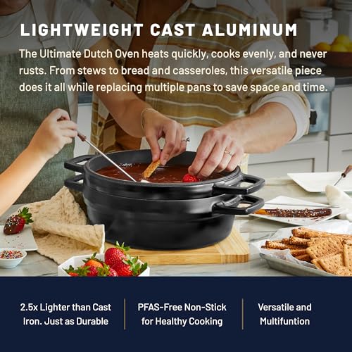 Image of All American 1930 - Dutch Oven - The Complete Set, Tomato Red - 7.75qt Capacity - Ideal for Family Meals & Versatile Cooking - Non Stick & PFAS Free - Made in the USA