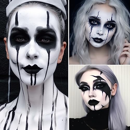 Image of BADCOLOR Black White Face Body Paint Stick Eye Black for Adults Softball Football Baseball Sports , Non-Toxic Hypoallergenic for Halloween SFX Makeup Cosplay Joker Costume Parties