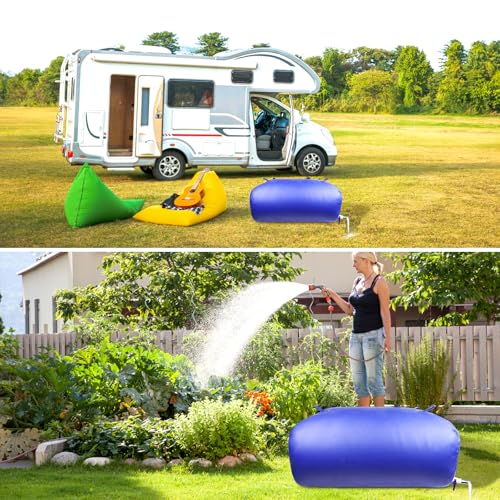Image of Water Storage Bladder Portable - Collapsible Water Tank 63.4Gal /240L with Stainless Steel Fittings, Leak-Proof & Durable Cistern - Portable Water Bladder for Emergency, Farming Irrigation Use