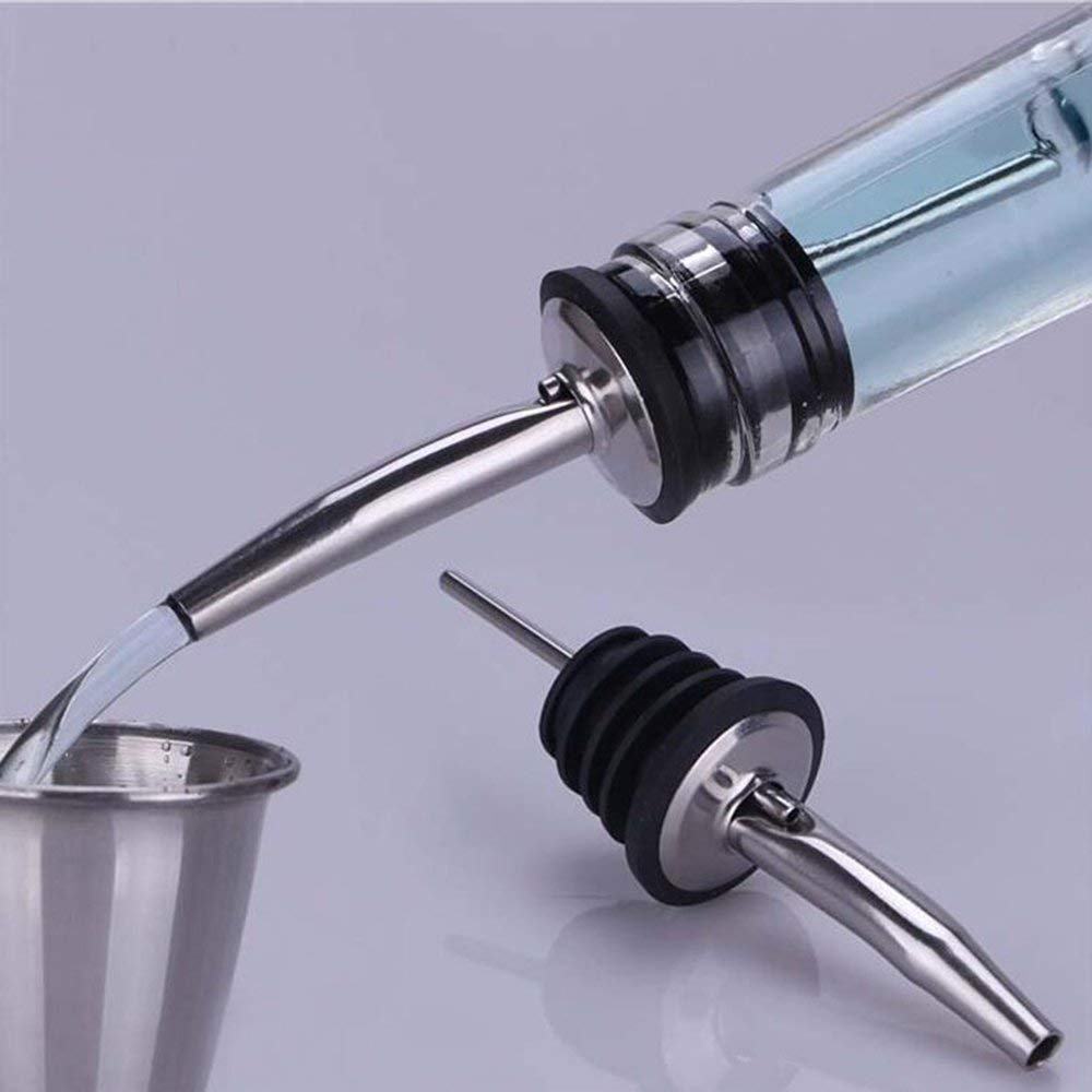 NJ Stainless Steel Bottle Pourers for Spirits, Sauce Pourer, Syrup and Olive Oil, Pouring Spouts for Liquor with Dust Covers and Cleaning Brush (3) - Image 5 thumbnail