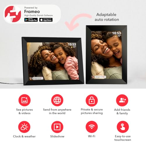 Image of AKImart Digital Photo Frame 10.1 inch WiFi Digital Picture Frame IPS HD Touch Screen Smart Photo Frame with 32GB Storage, Auto-Rotate, Easy Setup to Share Photos or Videos Remotely via Frameo APP