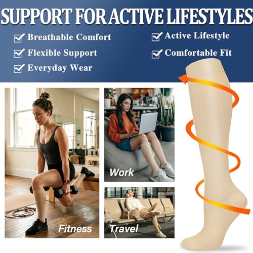 Image of Sooverki Compression Socks for Women and Men Circulation (3 /4 Pairs) is Best Support for Running Athletic Cycling Hiking