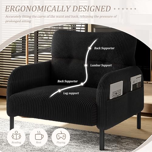 Sillón Plegable Corduroy Negro miniatura 4