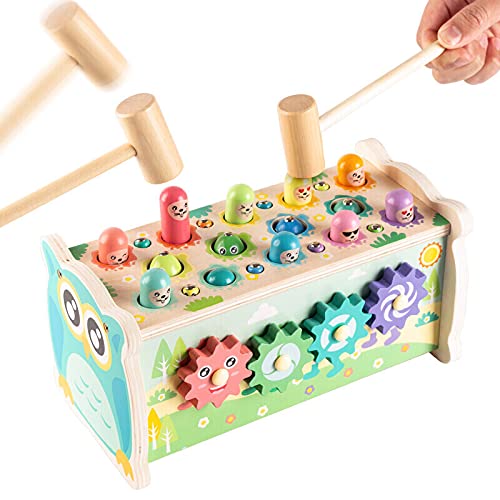 WEICHENG Madera martillo taburete juguete hámster/tiro juego golpe en piano/captura insectos 16 bebé dos educación temprana juguetes educativos niño niña bebé cumpleaños regalo Cover