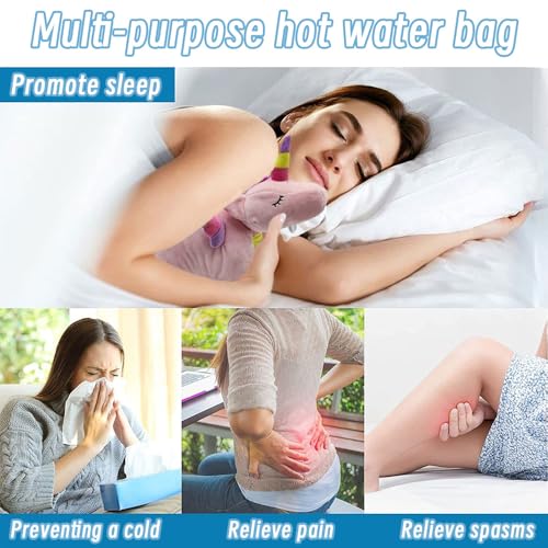 Wärmflasche für Tiere, 1 l, PVC, Wärmflasche mit Bezug aus weichem Plüsch, Wärmflasche für Kinder und Erwachsene, für Hand, Rücken, Handwärmer, Komfort (G)