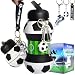 RIXOZ Football Collapsible Water Bottle - 550ml Silicone Bottle With Football, Footi Boot Keyring & Carry Strap