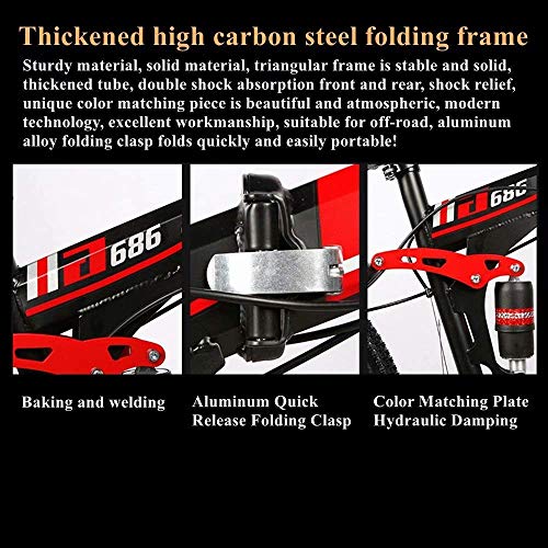 SEESEE.U Faltbares Mountainbike 24/26 Zoll, MTB-Fahrrad mit 10 Schneidrad, Weiß – Bild 3