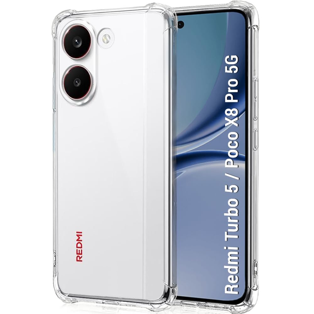 TheGiftKart Transparent Crystal Clear Back Cover Case for Mi Redmi Turbo 5 5G / Poco X8 Pro 5G | Shockproof Soft TPU Case | Cushioned Edges for Ultimate Protection Back Cover Case (TPU, Transparent)-image-36
